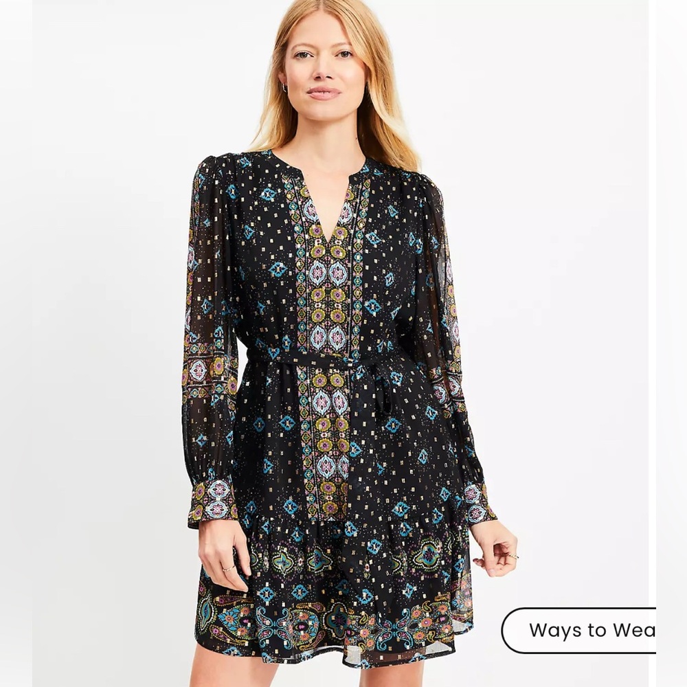 Foil Baroque Flounce Mini Dress EUC